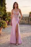 Fitted Stretch Satin Long Formal Corset Prom Dress Wholesale