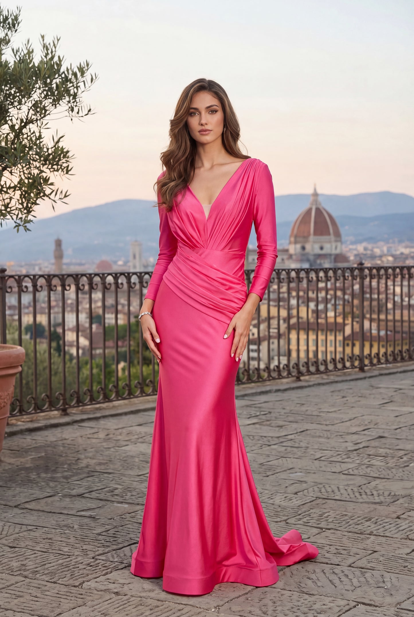 Long Sleeve Formal Fitted Evening Dress Wholesale