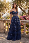 Long Corset Ruffled Prom Dress Wholesale