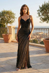 Fitted Long Formal Sequin Prom Dress