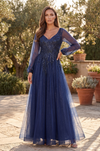 V Neck Long Sleeve Formal Evening Dress Wholesale