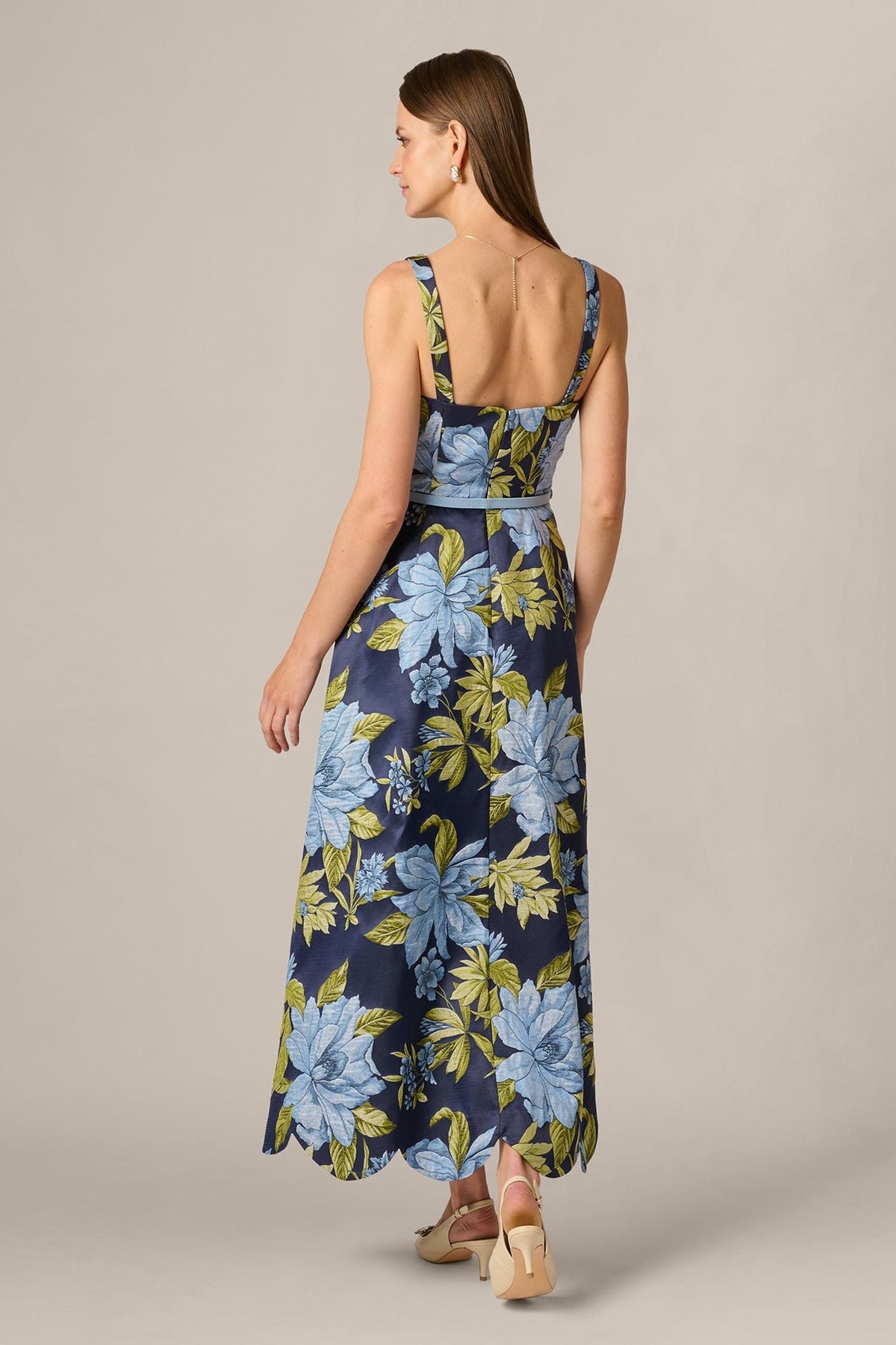 Floral Jacquard Sweetheart Scalloped Ankle Dress Aidan Mattox 209996 Wholesale