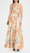 Pleated One-Shoulder Floral Jacquard Gown Aidan Mattox 210030 Wholesale