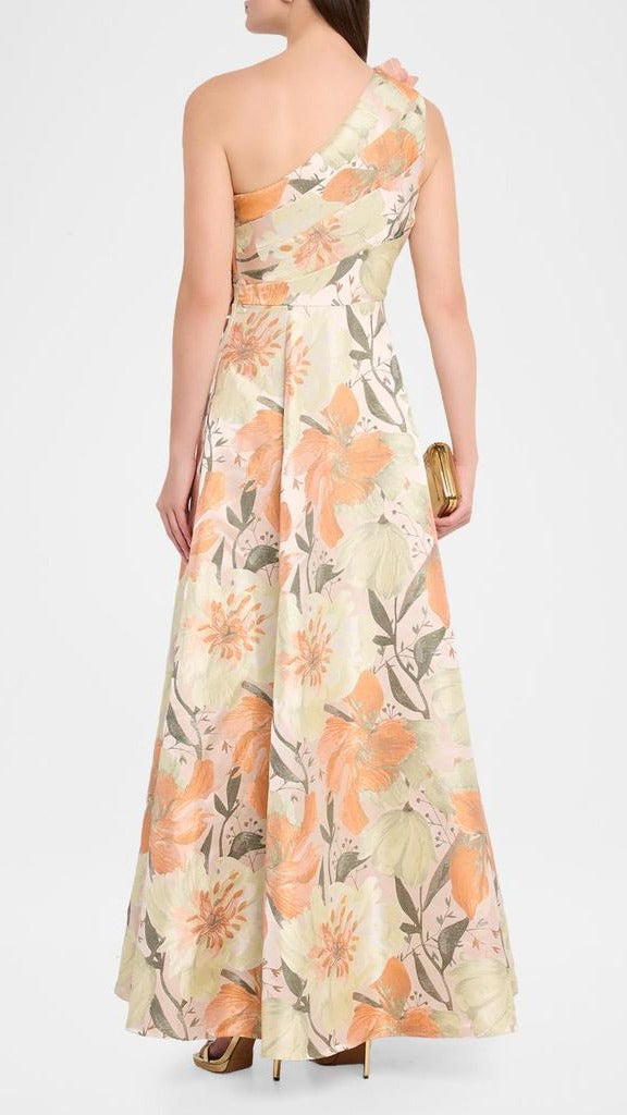 Pleated One-Shoulder Floral Jacquard Gown Aidan Mattox 210030 Wholesale