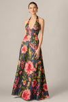 Floral Jacquard Plunge Neck Halter Ballgown Aidan Mattox 210039 Wholesale
