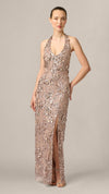 3D Floral Sequin Beaded Halter Gown Aidan Mattox 210055 Wholesale