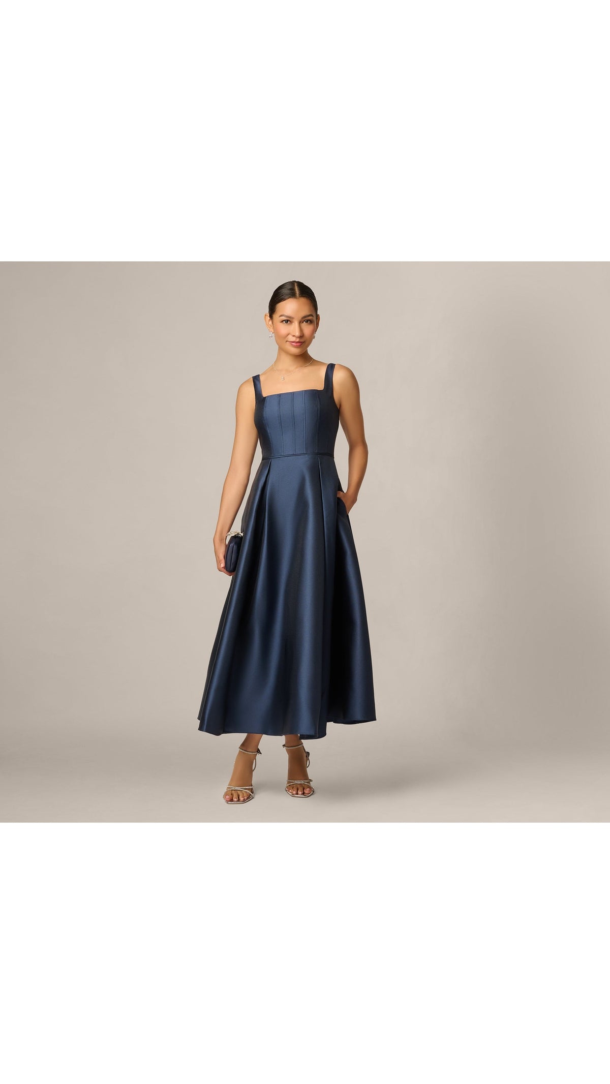 Petite Mikado Square Neck Midi Dress Adrianna Papell 211978 Wholesale