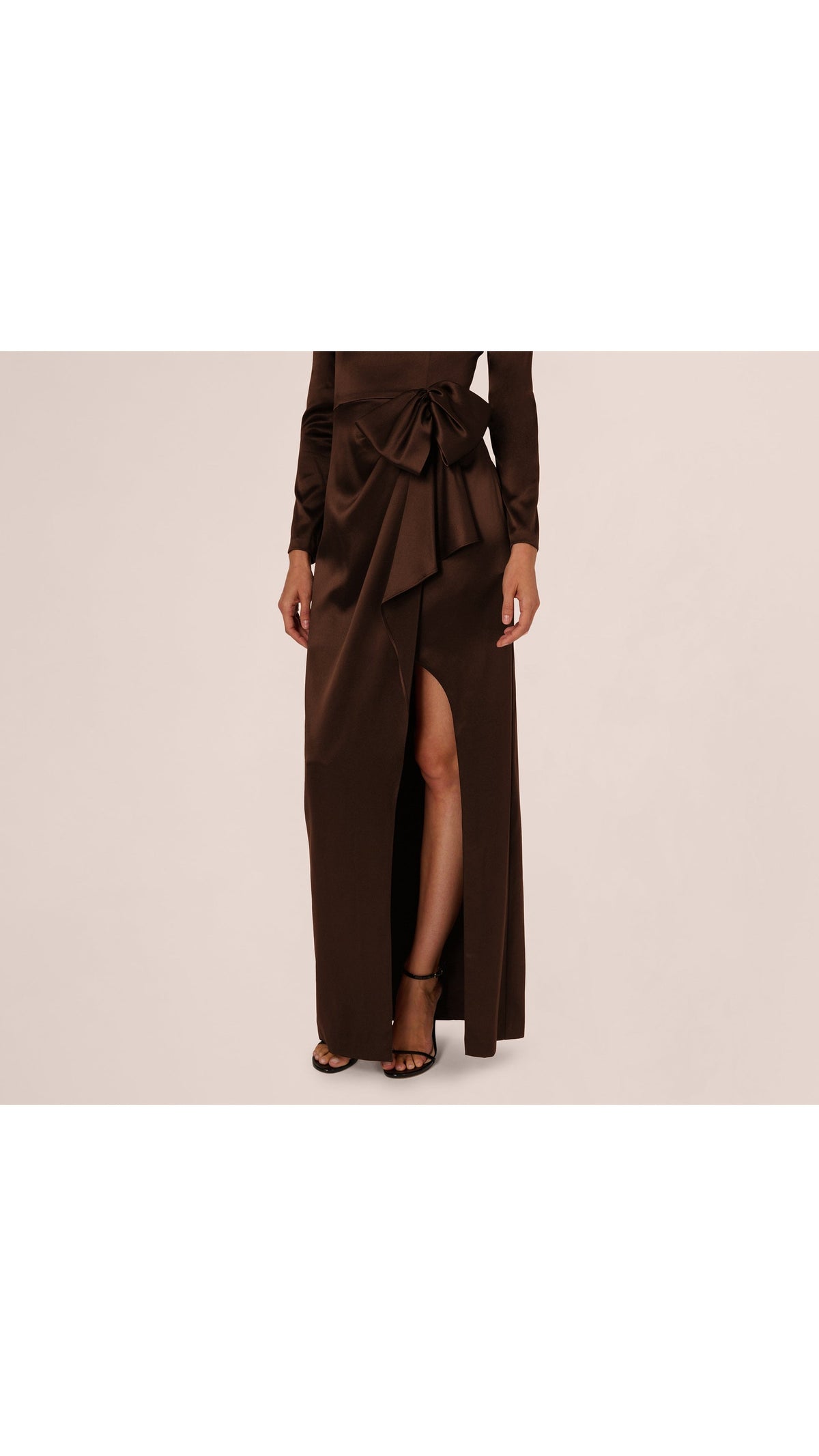 Long Sleeve Satin Bow Gown Adrianna Papell 212586 Wholesale