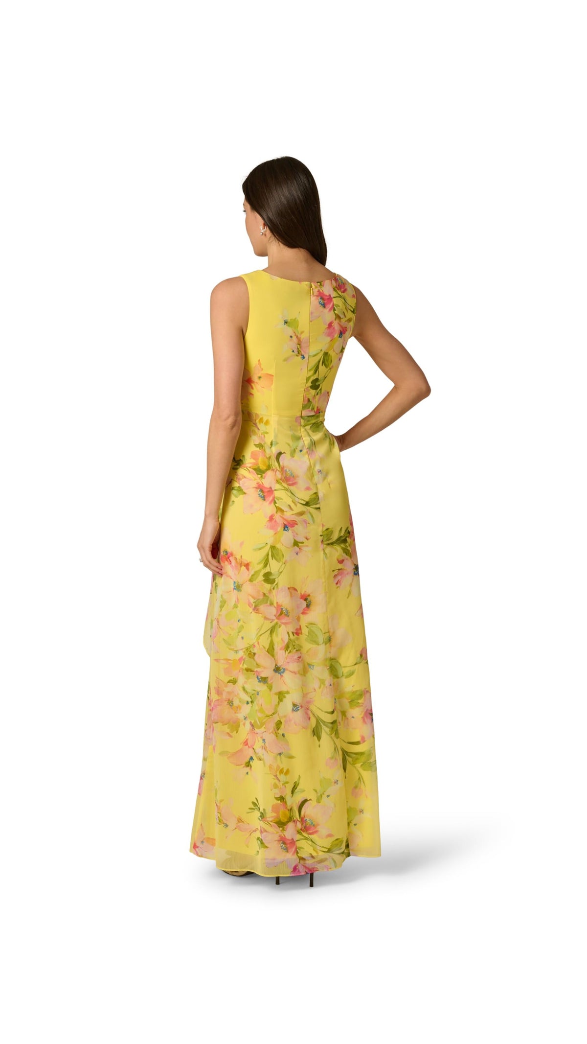 Floral Chiffon Draped Surplice Gown Adrianna Papell 213041 Wholesale