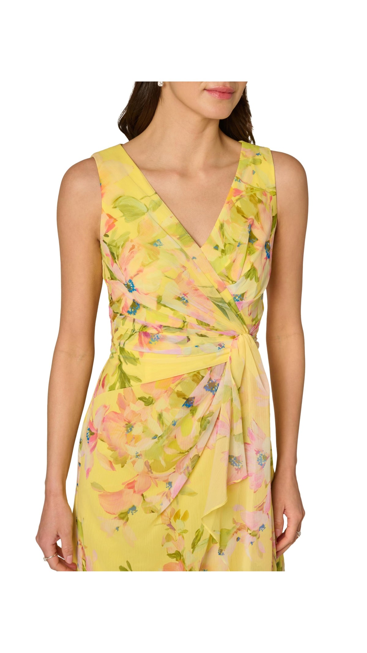 Floral Chiffon Draped Surplice Gown Adrianna Papell 213041 Wholesale