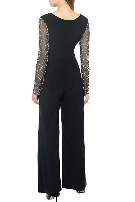 Jumpsuit Beaded Long Sleeve Formal Jumpsuit Wholesale Black