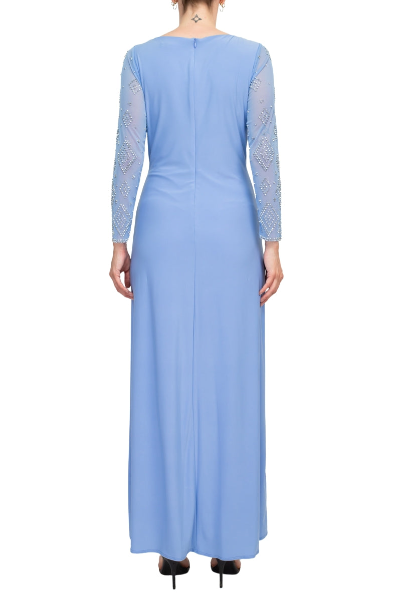 Jumpsuit Long Sleeve Formal Beaded Jumpsuit Wholesale Periwinkle