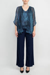 Pant Suit Long Formal Metallic Jacket Pant Suit NAVY MULTI
