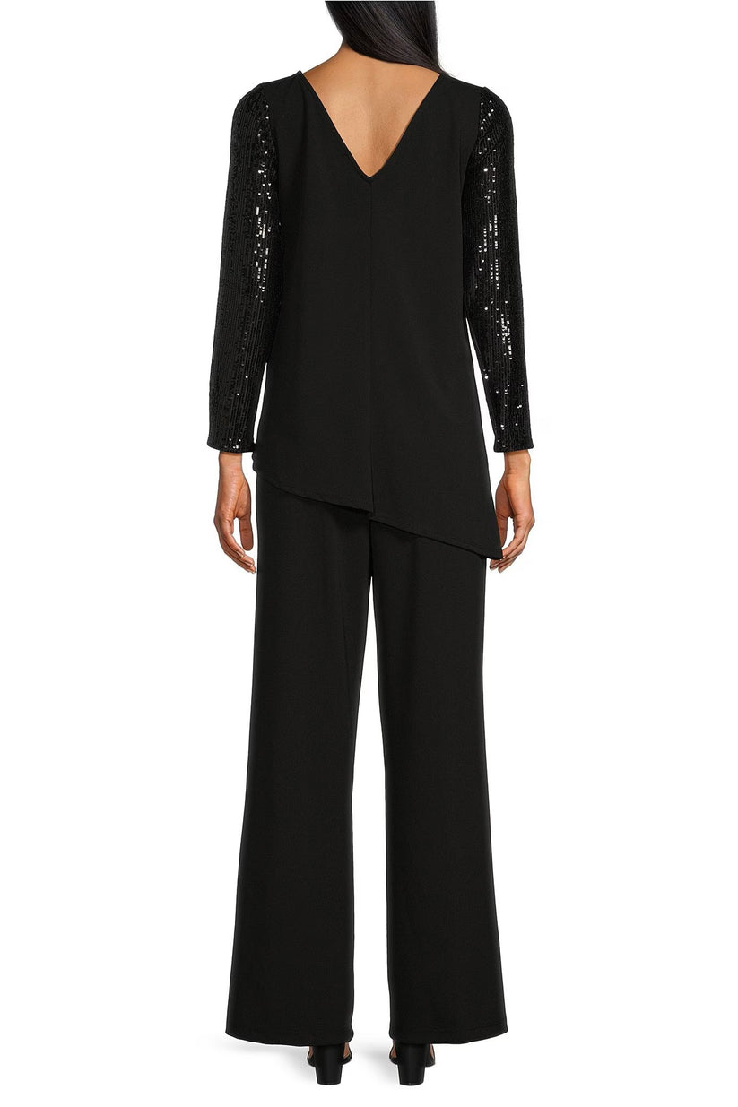Pant Suit Long Sequin Mother of the Bride Pant Set BLACK