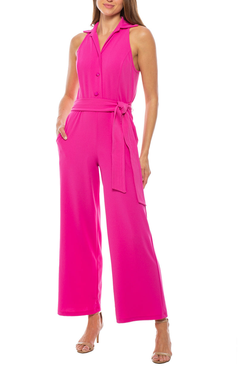 JumpsuitLong Formal Collar Jumpsuit Wholesale Fuchsia