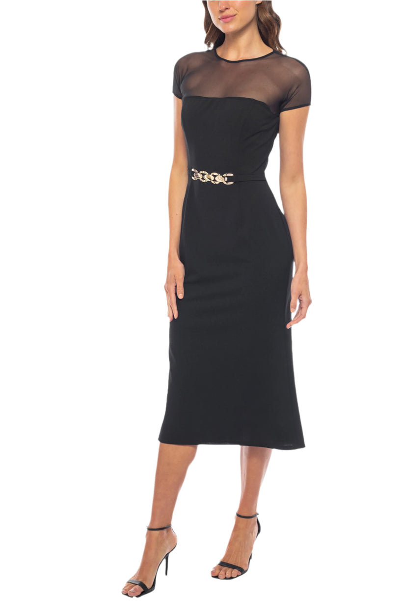 Cocktail Dresses Short Fitted Cocktail Midi Dress Black