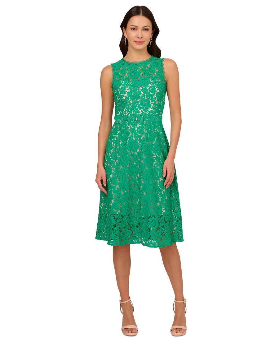 Adrianna Papell AP1D105247 A Line Lace Midi Cocktail Dress