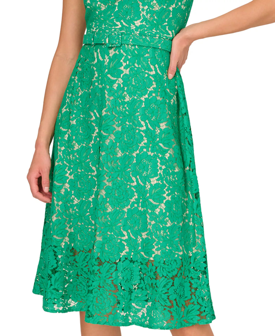 Adrianna Papell AP1D105247 A Line Lace Midi Cocktail Dress