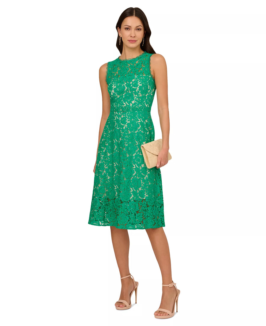 Adrianna Papell AP1D105247 A Line Lace Midi Cocktail Dress
