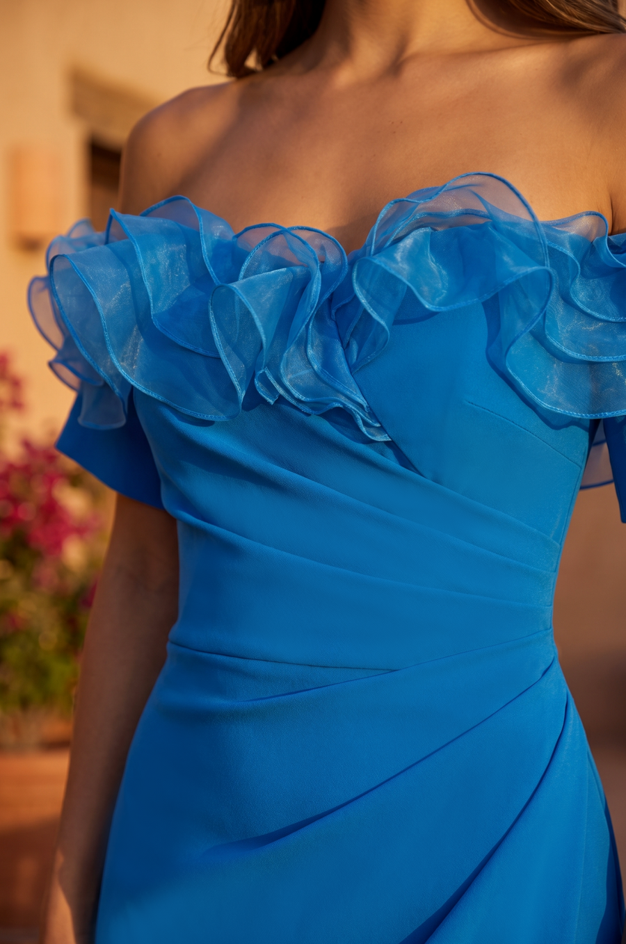 Ruffled Long Off Shoulder Formal Evening Dress Wholesale