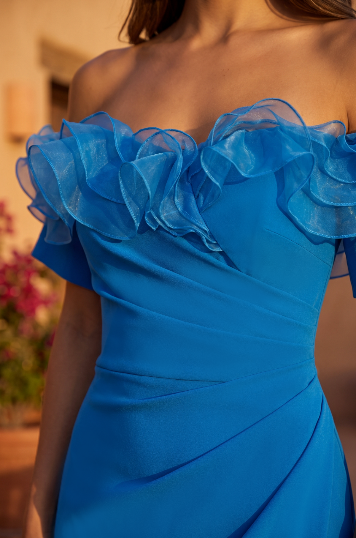 Ruffled Long Off Shoulder Formal Evening Dress Wholesale