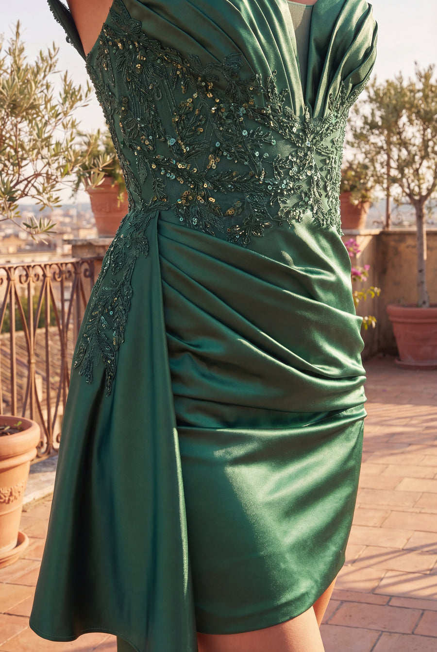 Short Fitted Satin Formal Cocktail Dress Wholesale