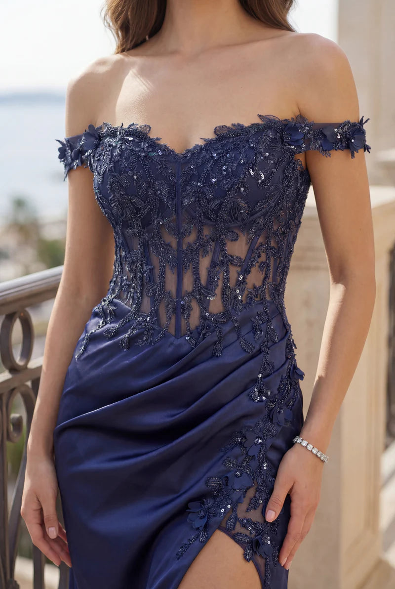 Fitted Corset Off the Shoulder Formal Prom Dress Wholesale