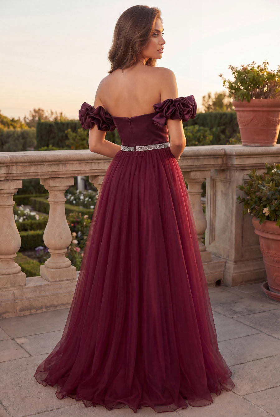 Long Off Shoulder Ball Gown Prom Dress Wholesale