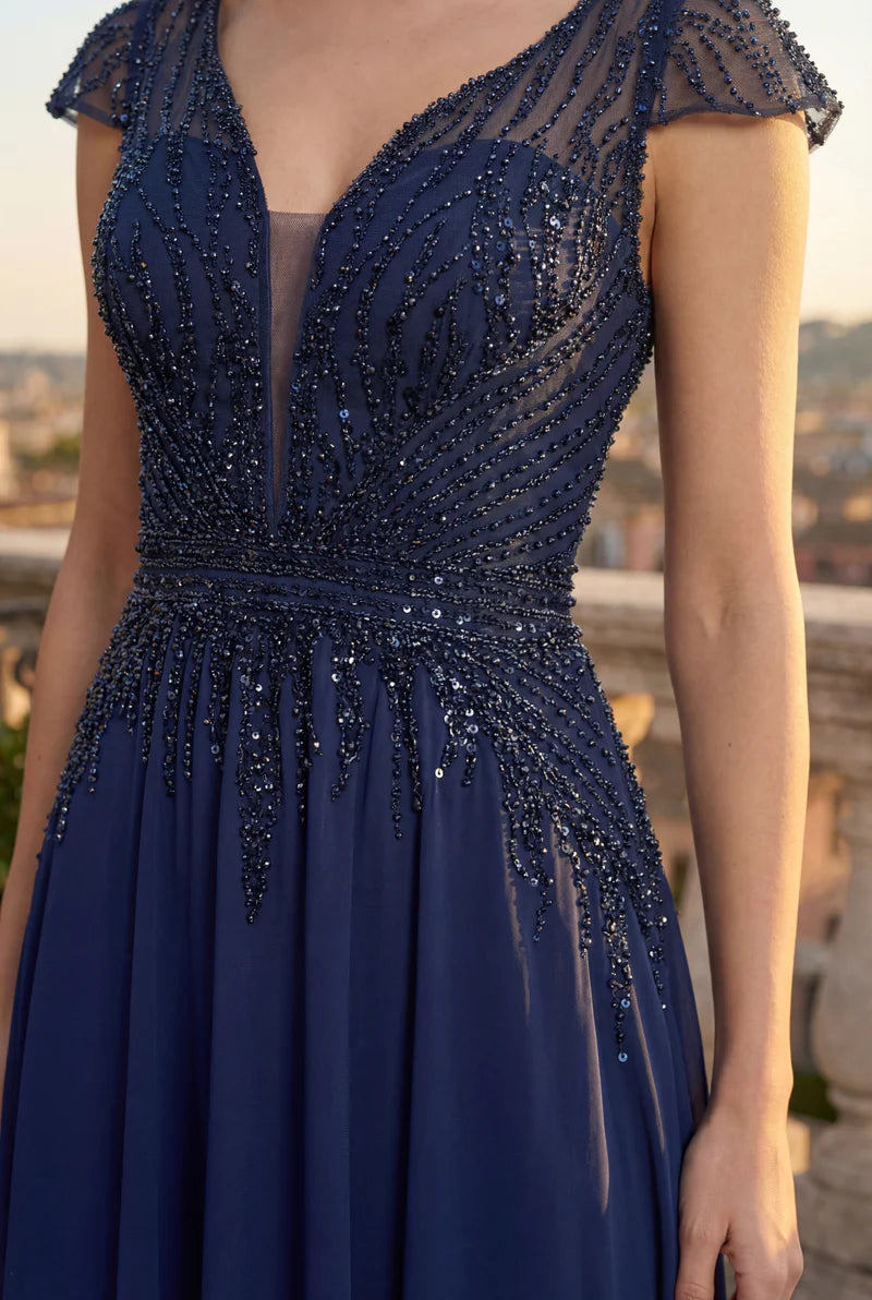 Beaded Bodice Long Formal A Line Evening Dress Wholesale