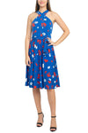 Cocktail Dresses Printed Short Cocktail Knee Length Dress Blue Multi