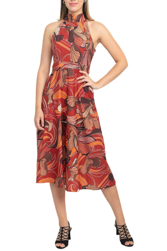 Cocktail Dresses Midi Multi Print Cocktail Dress Caper Multi