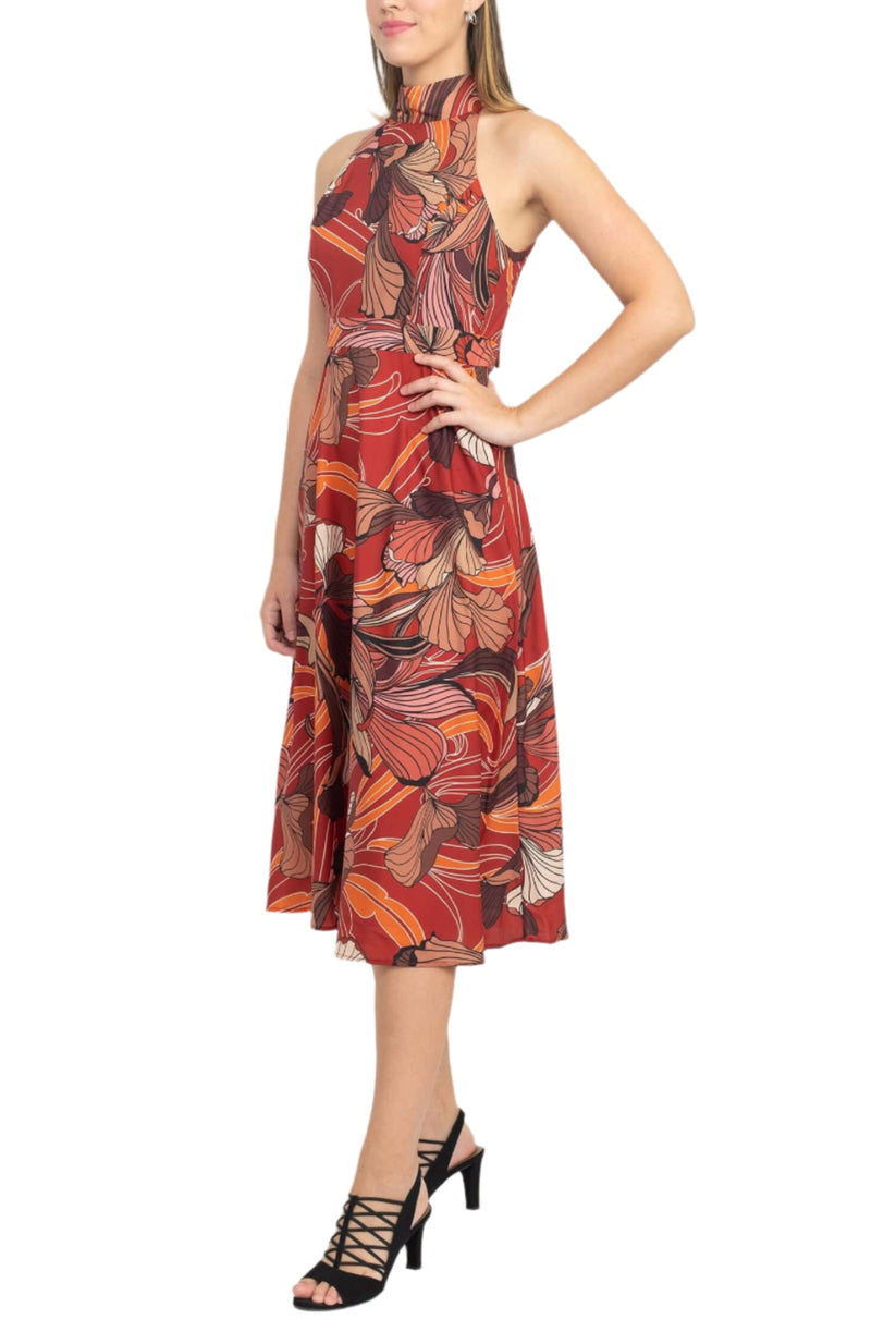 Cocktail Dresses Midi Multi Print Cocktail Dress Caper Multi