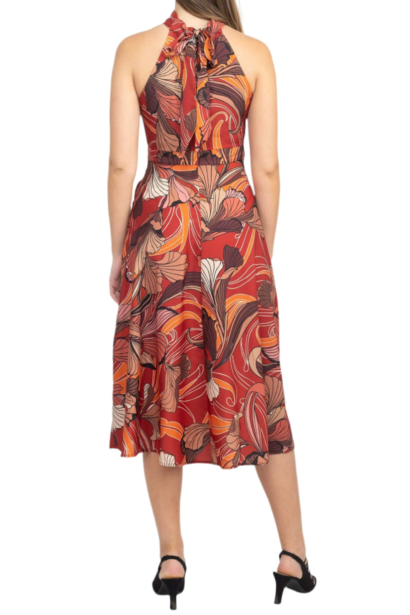 Cocktail Dresses Midi Multi Print Cocktail Dress Caper Multi