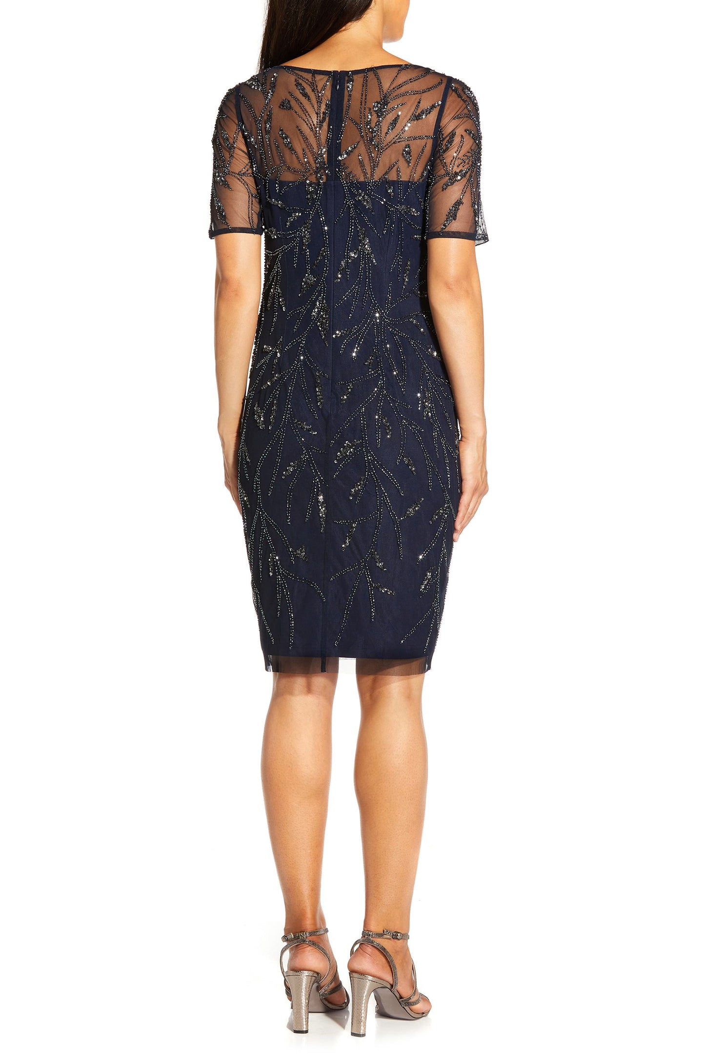 Adrianna Papell AP1E208090 Short Beaded Sheath Cocktail Dress
