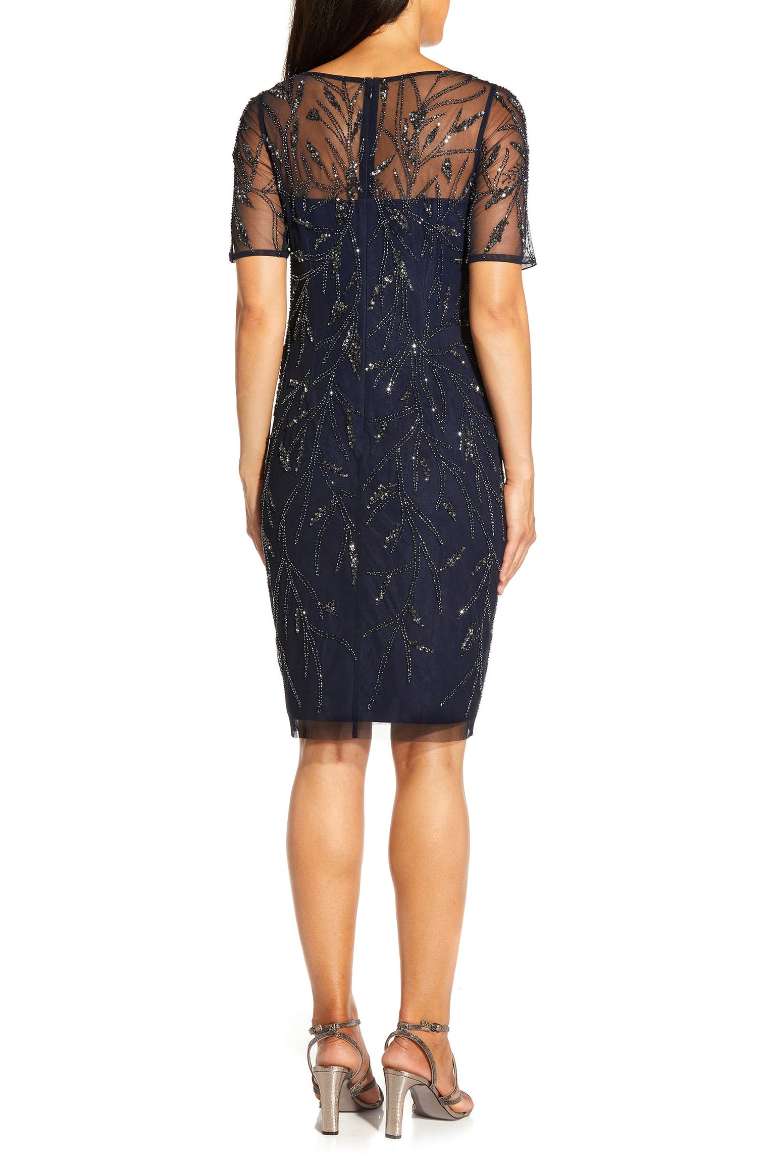 Adrianna Papell AP1E208090 Short Beaded Sheath Cocktail Dress