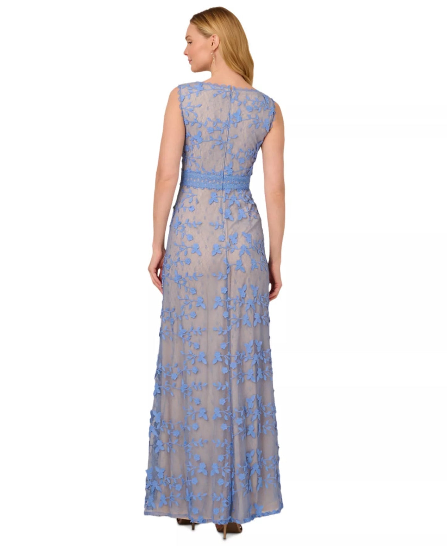 V-Neck Floor-Length Lace Formal Sheath/Column Adrianna Papell AP1E211880