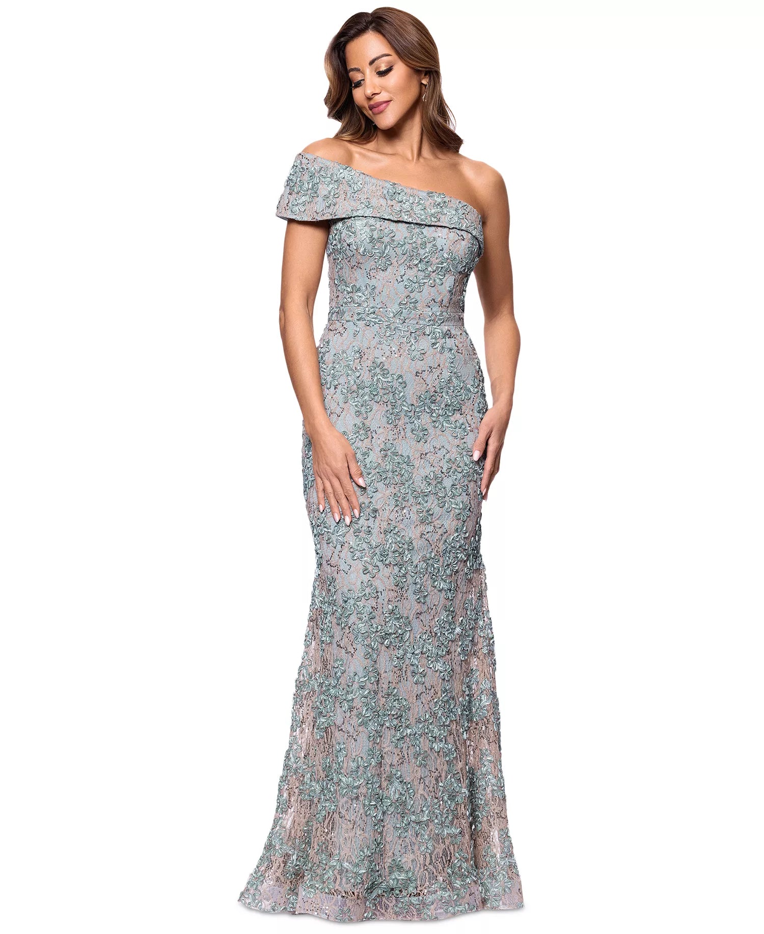 One-Shoulder Lace Gown Xscape 6922X Wholesale