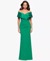 Off-the-Shoulder Floor-Length Crepe Formal Sheath/Column Betsy & Adam A25197W