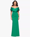 Off-the-Shoulder Floor-Length Satin Evening Gown Sheath/Column Betsy & Adam A25197P