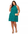Teal Lagoon Adrianna Papell ADAE212181 Halter Short Floral Cocktail Dress Rosette