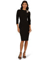 Three Quarter Sleeve Floral Applique Sheath Dress