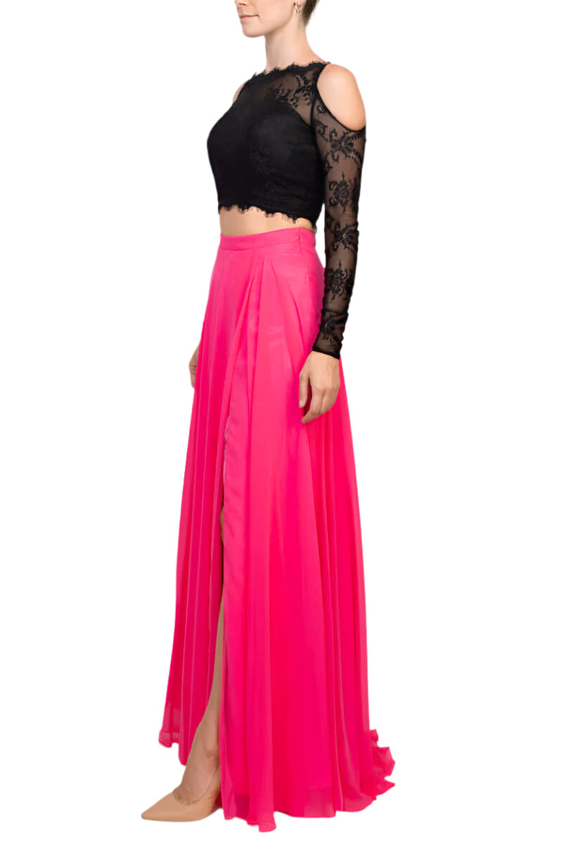 Formal Dresses Long Two Piece Formal Lace Evening Dress Wholesale Black Fuchsia