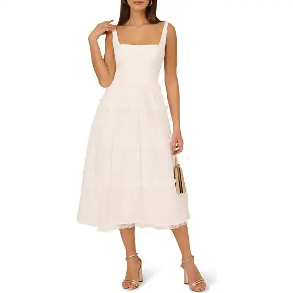 Adrianna Papell ADAE212024 A Line Midi Cocktail Dress