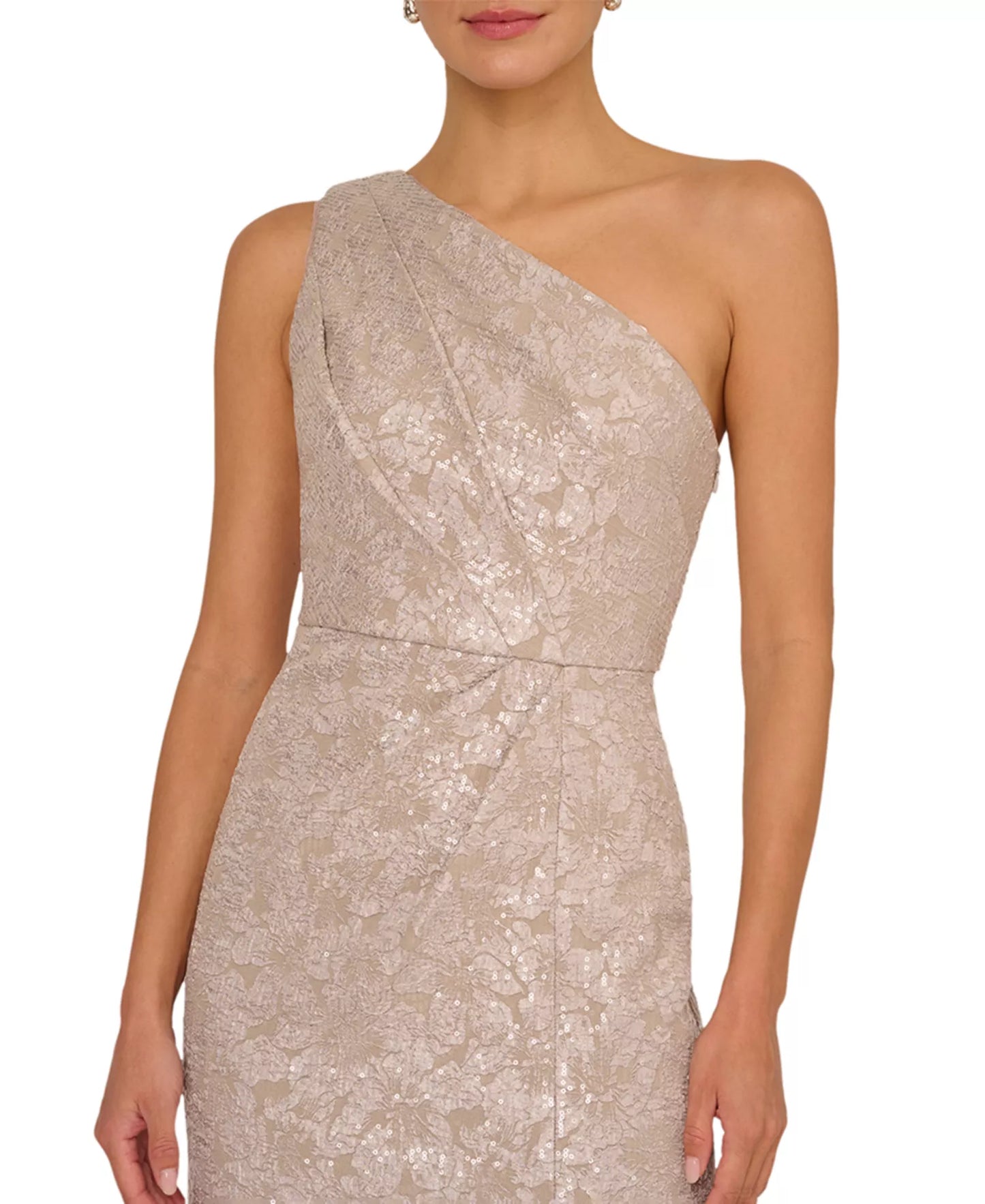 One Shoulder Jacquard Gown Adrianna Papell AP1E212660 Wholesale