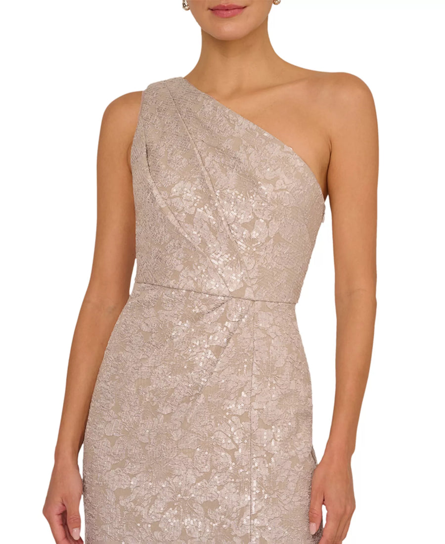 One Shoulder Jacquard Gown Adrianna Papell AP1E212660 Wholesale