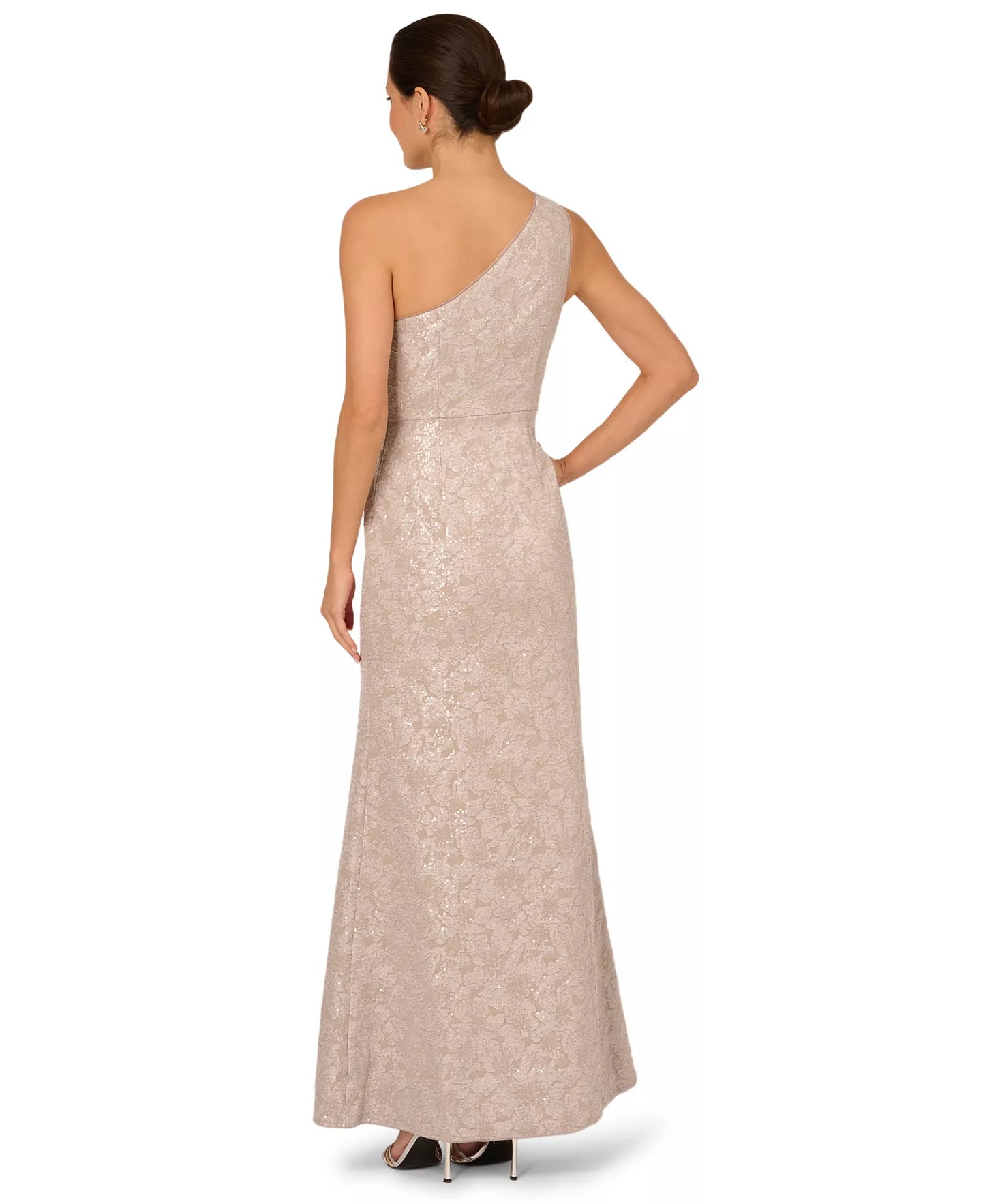 One Shoulder Jacquard Gown Adrianna Papell AP1E212660 Wholesale