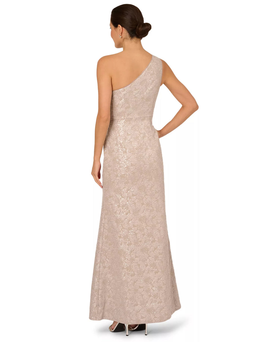 One Shoulder Jacquard Gown Adrianna Papell AP1E212660 Wholesale