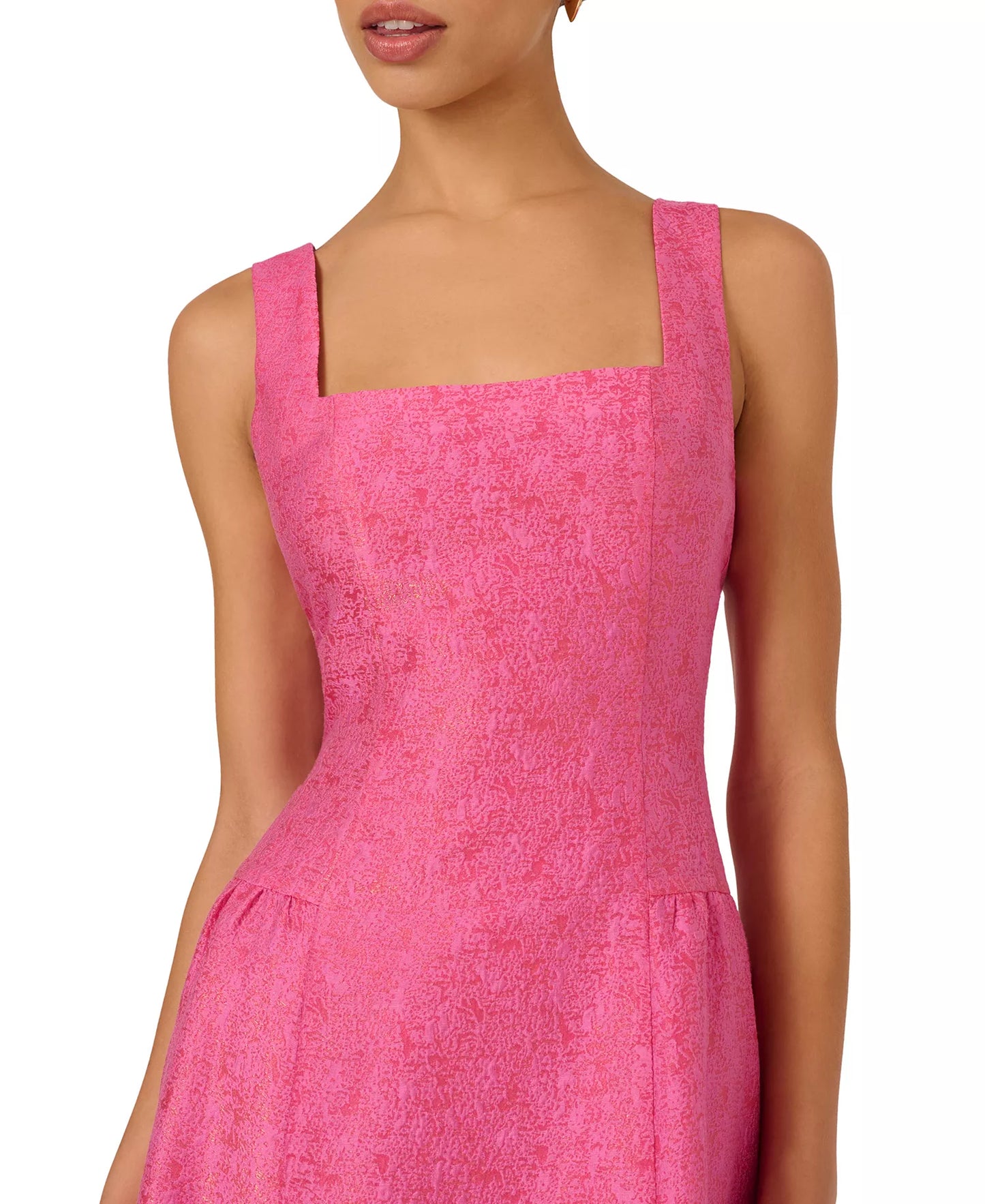 Adrianna Papell AD3D106308 Metallic A Line Midi Cocktail Dress