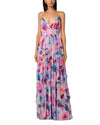 Zoey Mesh Long Dress in Pink Multi, front view, style ML1E209469