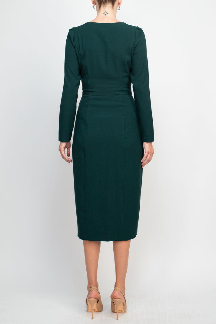 Mother of the Bride Dresses Long Sleeve Button Cocktail Midi Dress Mallard